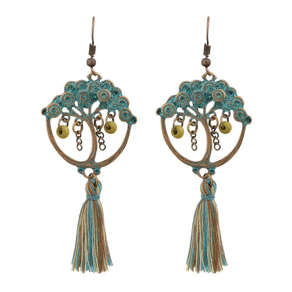 

Bronze Color with Tree Tassel Dangle Earring, Gray cloud