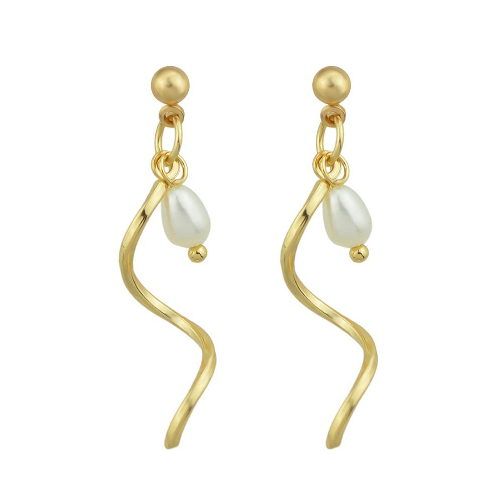 

Gold-Color With Simulated-pearl Dangle Earring