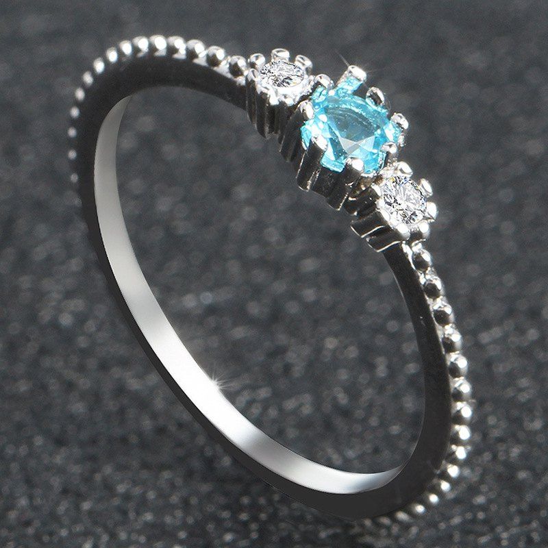 

Women 18K Gold and Silver Natural Aquamarine Sample Engagement Ring