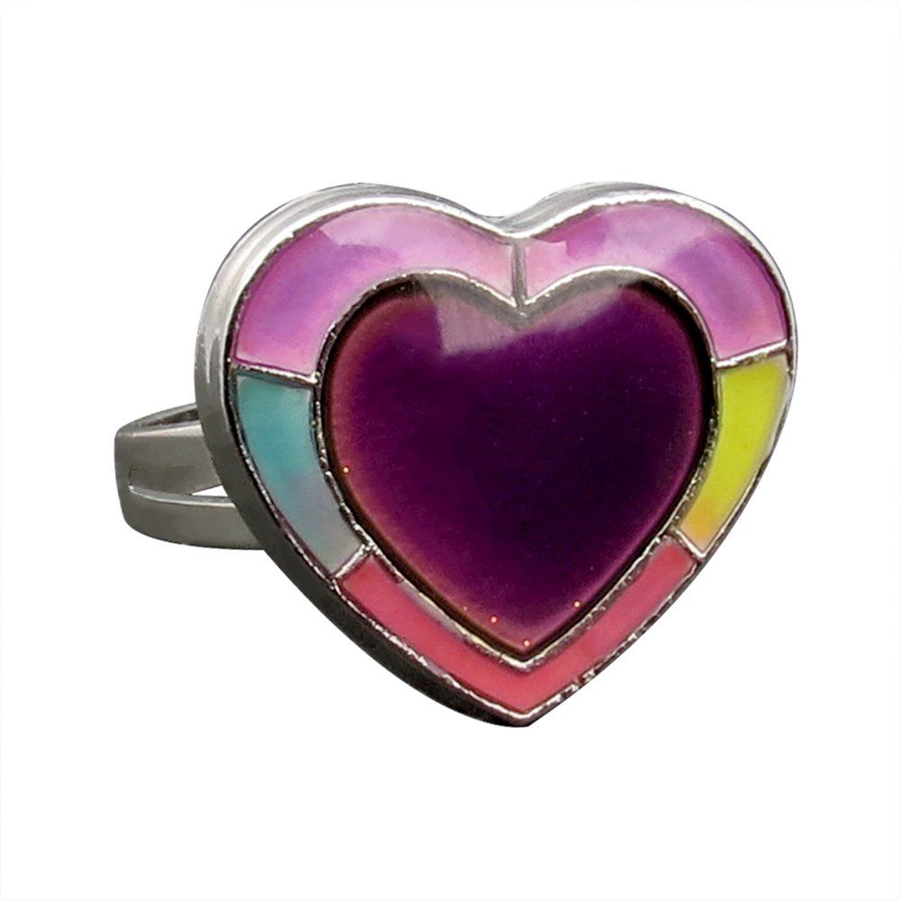 

Luminous Love Heart Temperature Change Color Mood Ring Adjustment Size 1PC, Multi