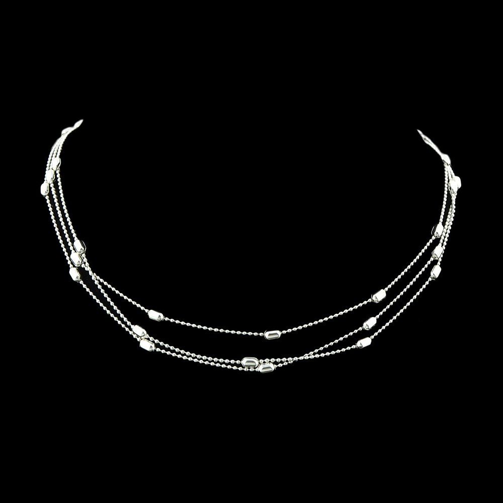 

Gold Silver Color Chain with Beads Choker Necklace
