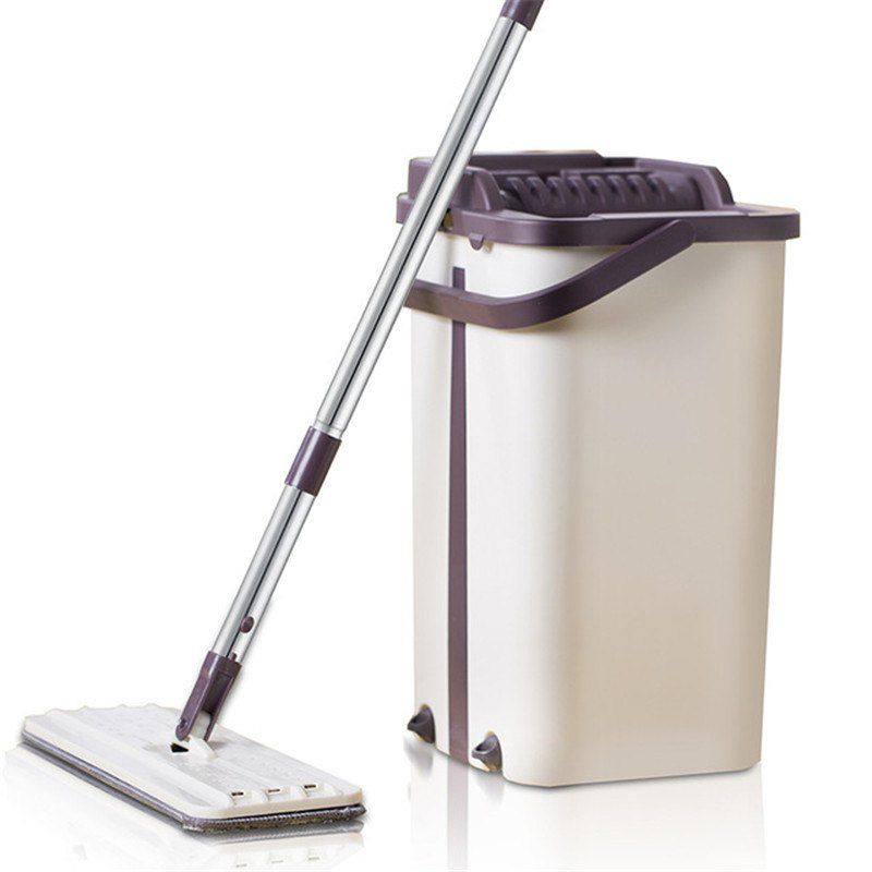 

180 Spin Mop Flat Squeeze Mop And Bucket Hand Easy Wringing Floor Cleaning Mop, Warm white