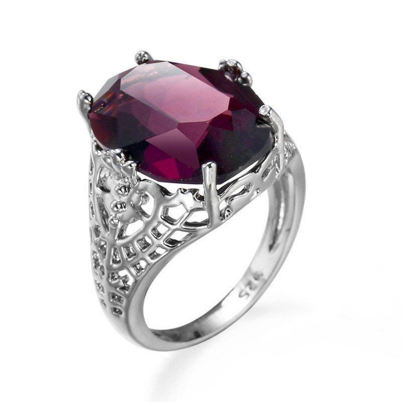 

Stylish Simple Hollowed-out Purple Opal Ring, Velvet maroon