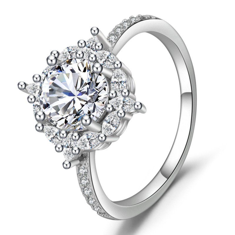 

Natural Gemstone Diamond Silver Ring Bridal Engagement Fine Jewelry