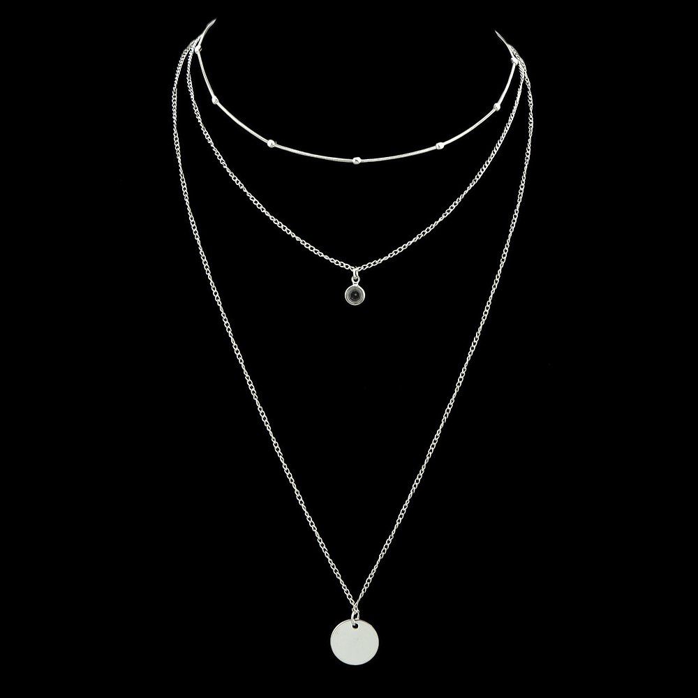 

Gold Silver Color Chain With Rhinestone Drop Necklace