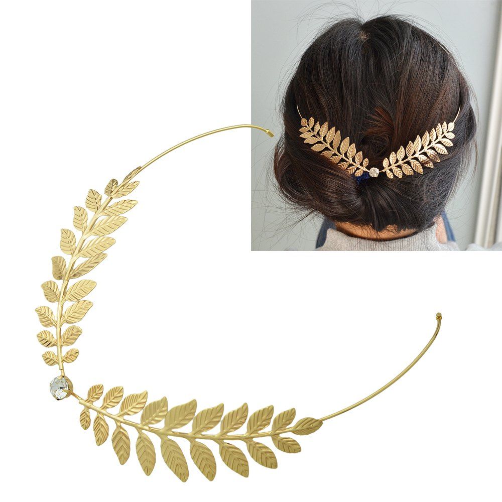 

Gold-Color with Leaf Branch Chain Barrette Clip Hair Hoop