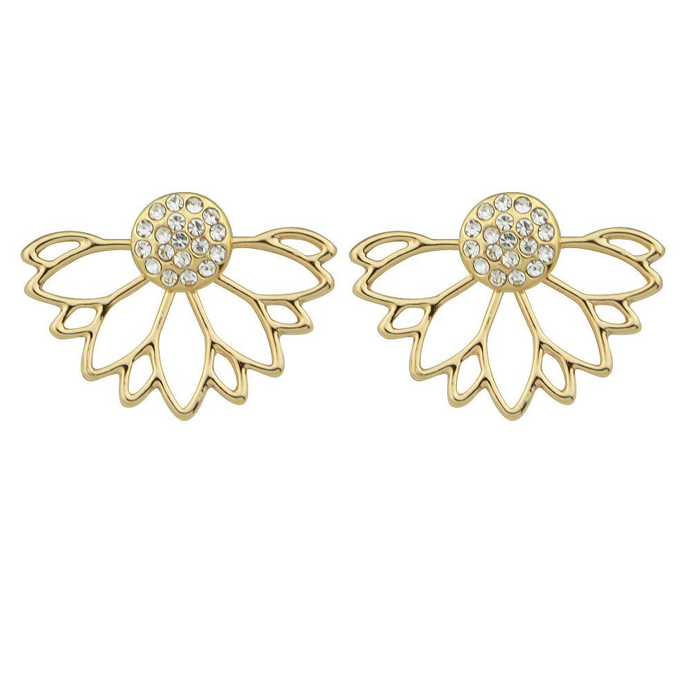 

Gold Silver Color with Rhinestone Flower Stud Earring