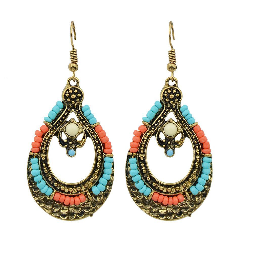 

Gold-Color with Beads Water Drop Dangle Earrings, Navy camouflage