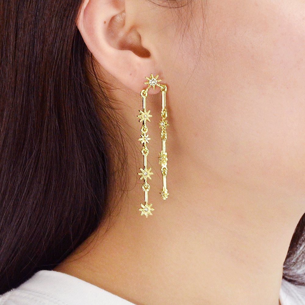 

Gold-Color with Rhinestone Geometric Dangle Asymmetric Earring
