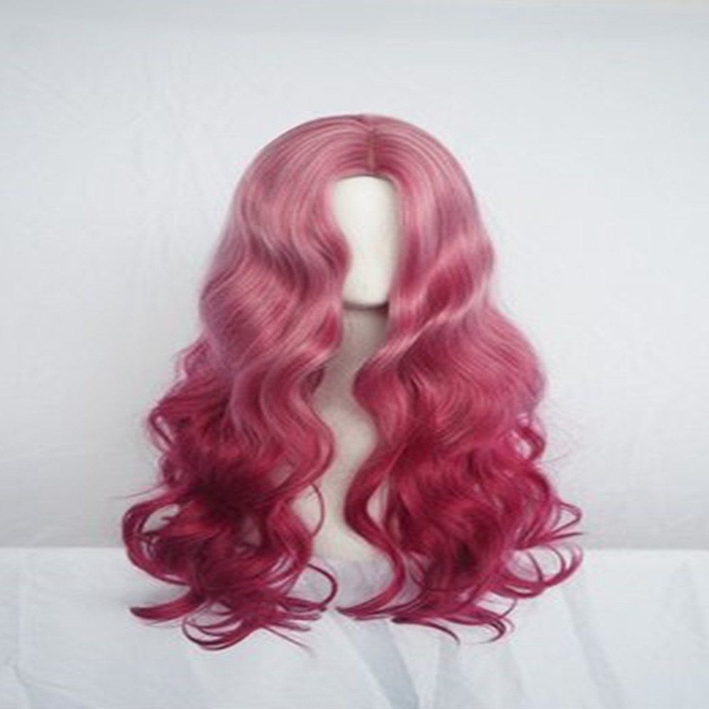 

Smoke Pink Long Curly Hair High Temperature Silk Wig