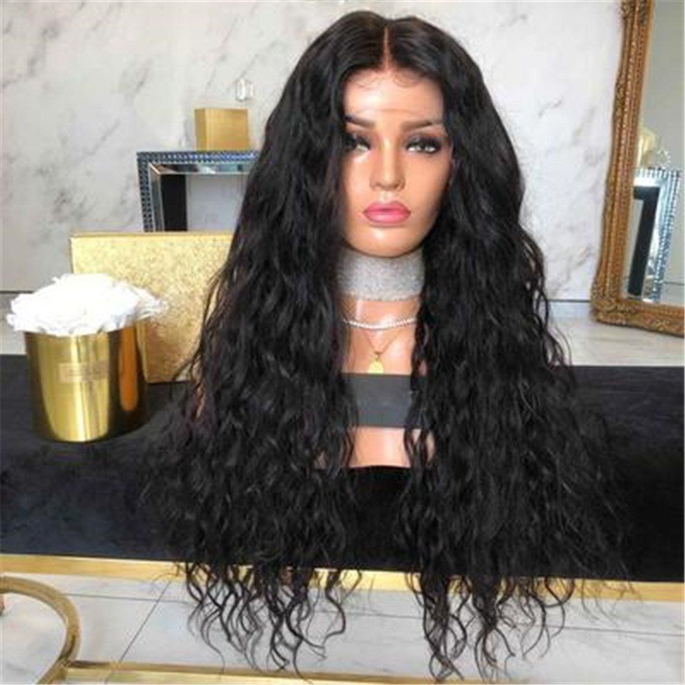 

Corn Hot Foam Noodles in Long Curly Hair Black Chemical Fiber Rose Net Wig