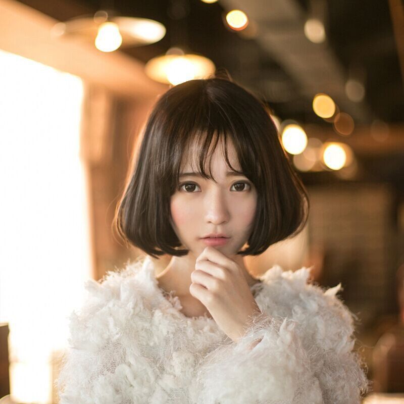 

Air Thin Bangs Fluffy Pear Head Bobo Head Repair Face Wig, Deep brown