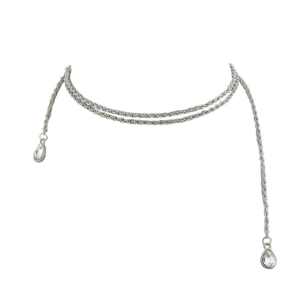 

Gold Silver Color Chain with Crystal Chain Necklace