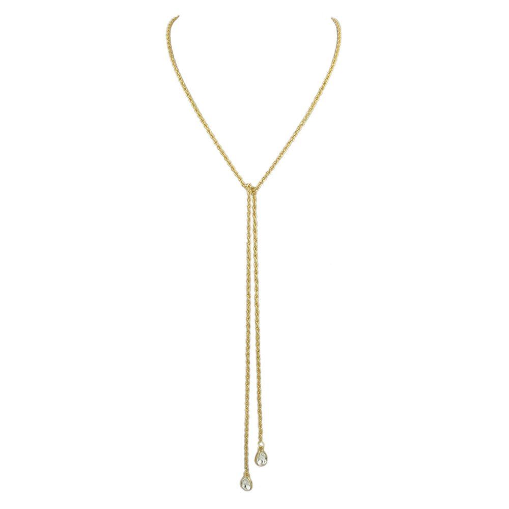 

Gold Silver Color Chain with Crystal Chain Necklace