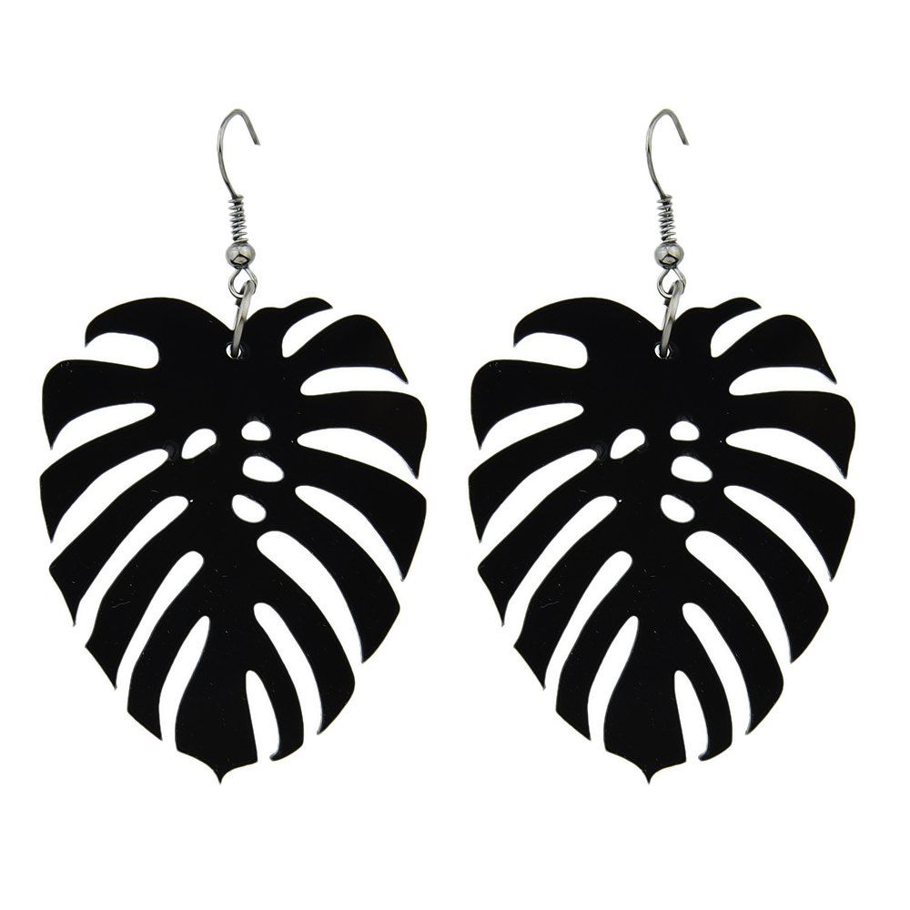 

Black Color with Leaf Shape Acrylic Dangle Earring