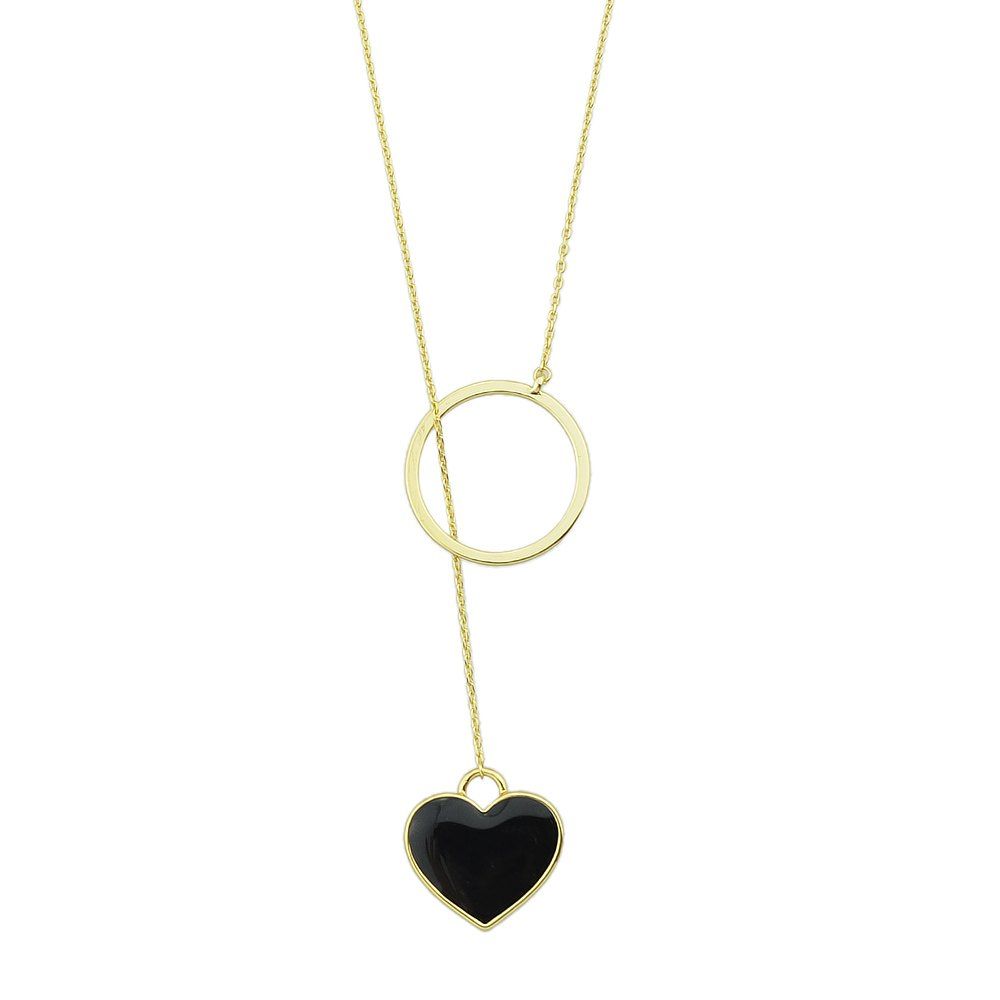 

Gold-Color with Red Black Heart Pendant Necklace