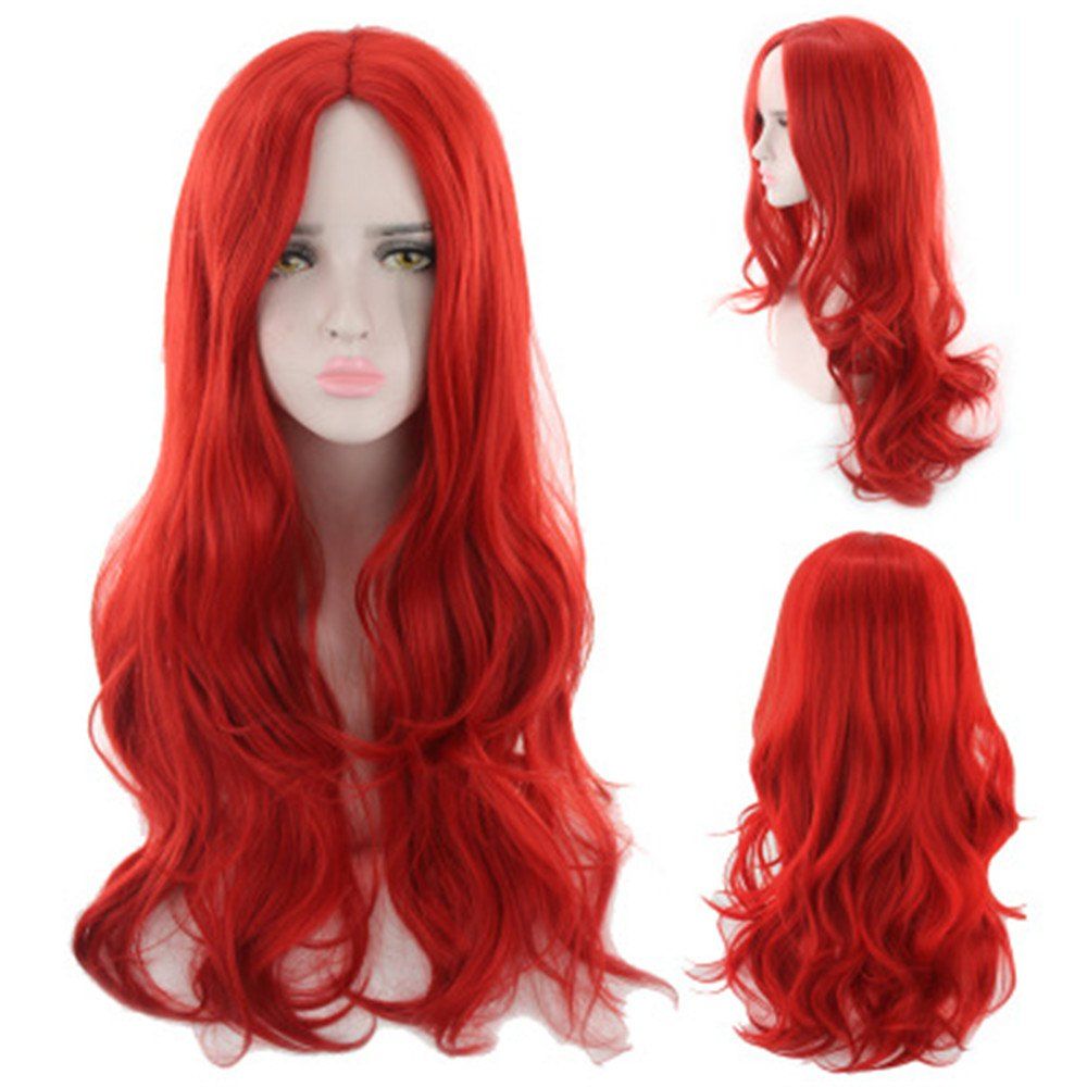

Color Curly Hair Gradation Hairstyle Cos Wig, Red