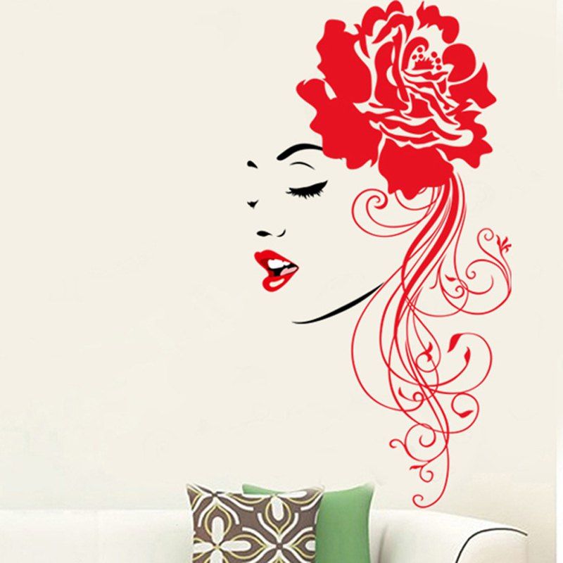 Flower Girl Removable Pvc Window Wall Sticker