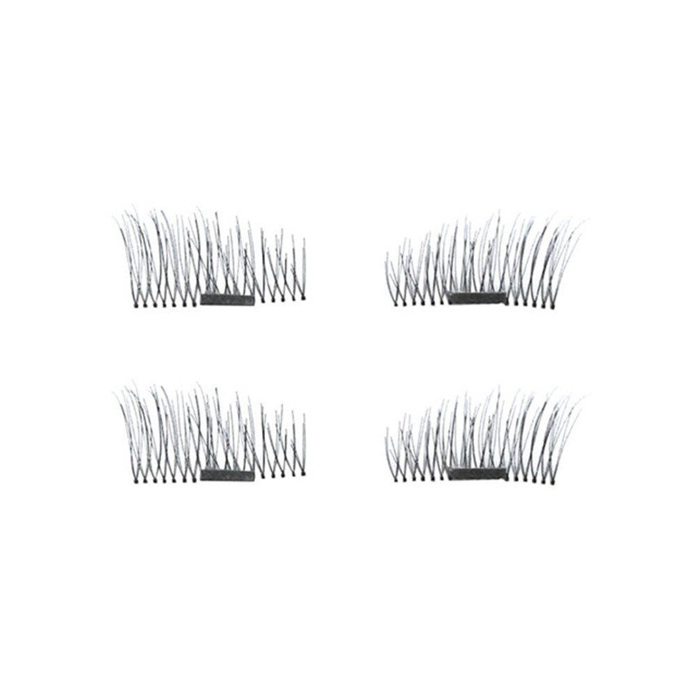 

4pcs 3D Magnetic False Eyelashes Natural Soft Makeup Reusable Magnet Extension, Black b;black