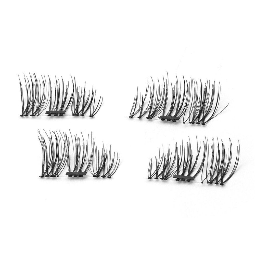 

4pcs 3D Magnetic False Eyelashes Natural Soft Makeup Reusable Magnet Extension, Black d;black