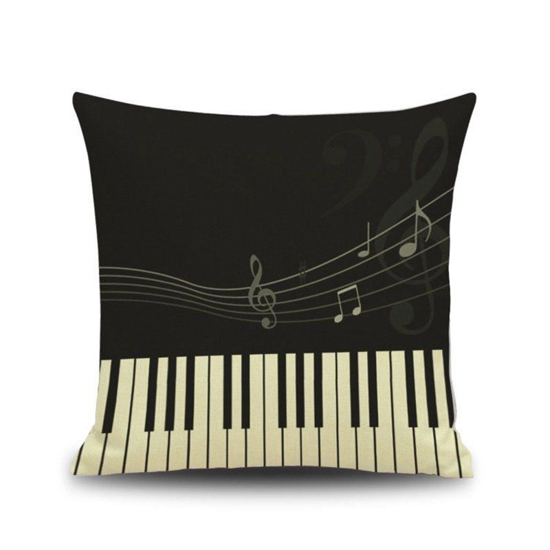 

Piano Pattern Linen Pillow Case Decorative Pillowcase, Black