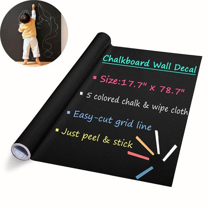 

DIY Wall Stickers Removable Washable Chalkboard Blackboard Decals, Black