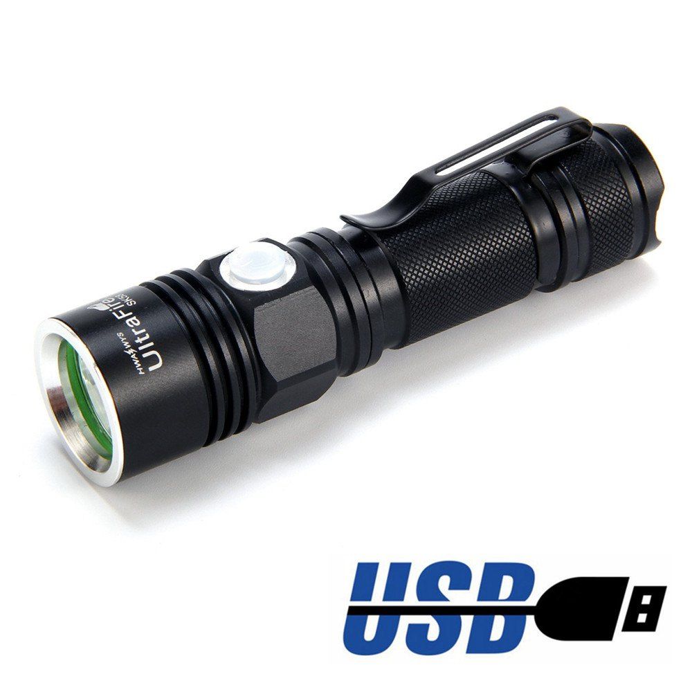 

UltraFire Mini SK58 XPE 300 Lumens USB 3 Files Rechargeable Flashlight, Black