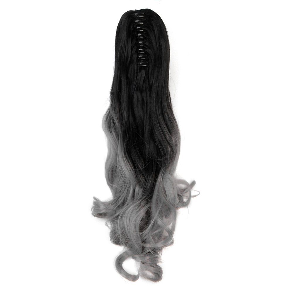 

TODO 20 inch Ombre Claw Synthetic Clip-in Hair Extensions, Grey+black