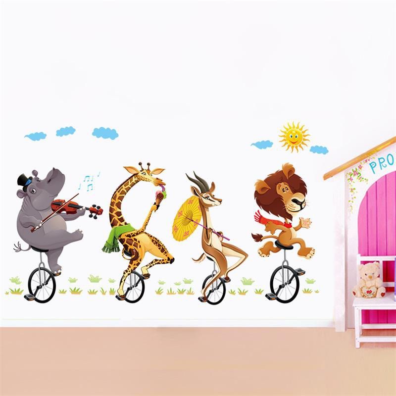 

YEDUO Wall Stickers Animal Cycling Cute Cartoon Children Room Decoration, Colormix